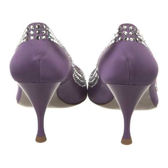 MIU MIU Pastel Lavender Purple Summer Satin Crystal Embellishment Heels 36 NWT - Picture 5 of 8